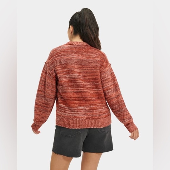 UGG Medium Sweater Avianna Striped Wool Blend Sweater crewneck Salmon Pink NWT - Picture 12 of 13